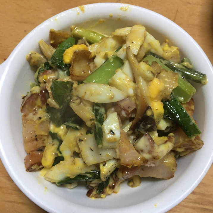 小松菜とゆで卵の炒め物 レシピ 作り方 By げんげんた 楽天レシピ